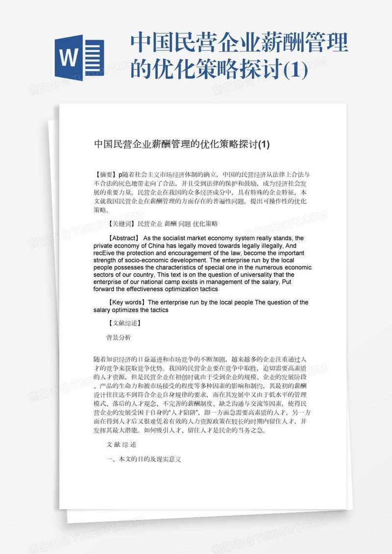 中国民营企业薪酬管理的优化策略探讨(1)