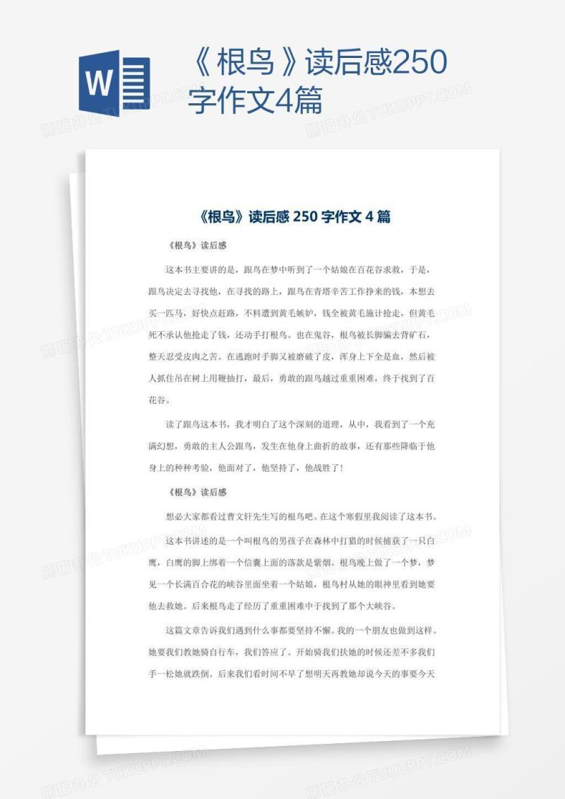 《根鸟》读后感250字作文4篇