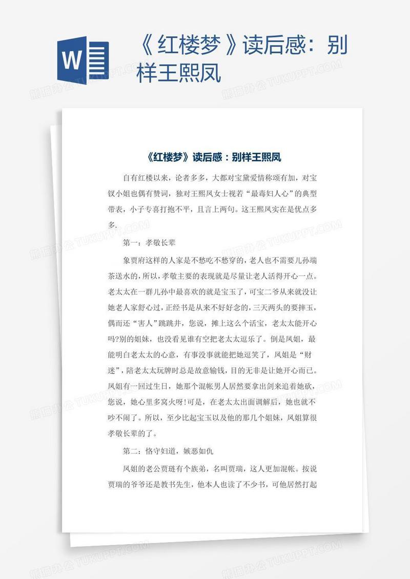 《红楼梦》读后感：别样王熙凤