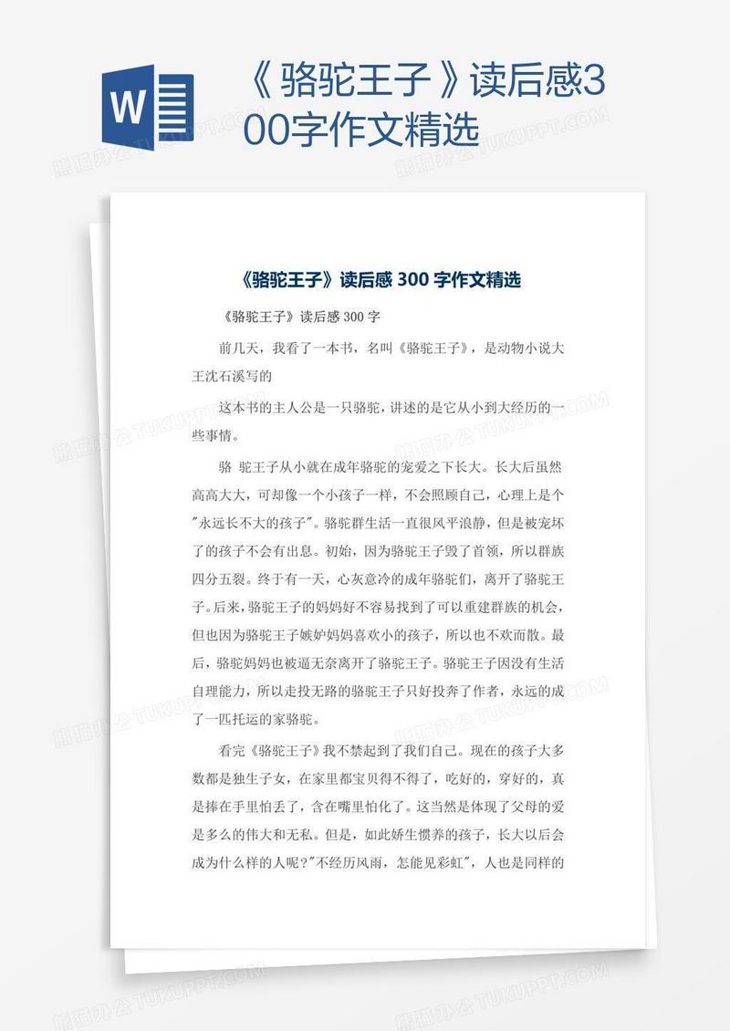 《骆驼王子》读后感300字作文精选