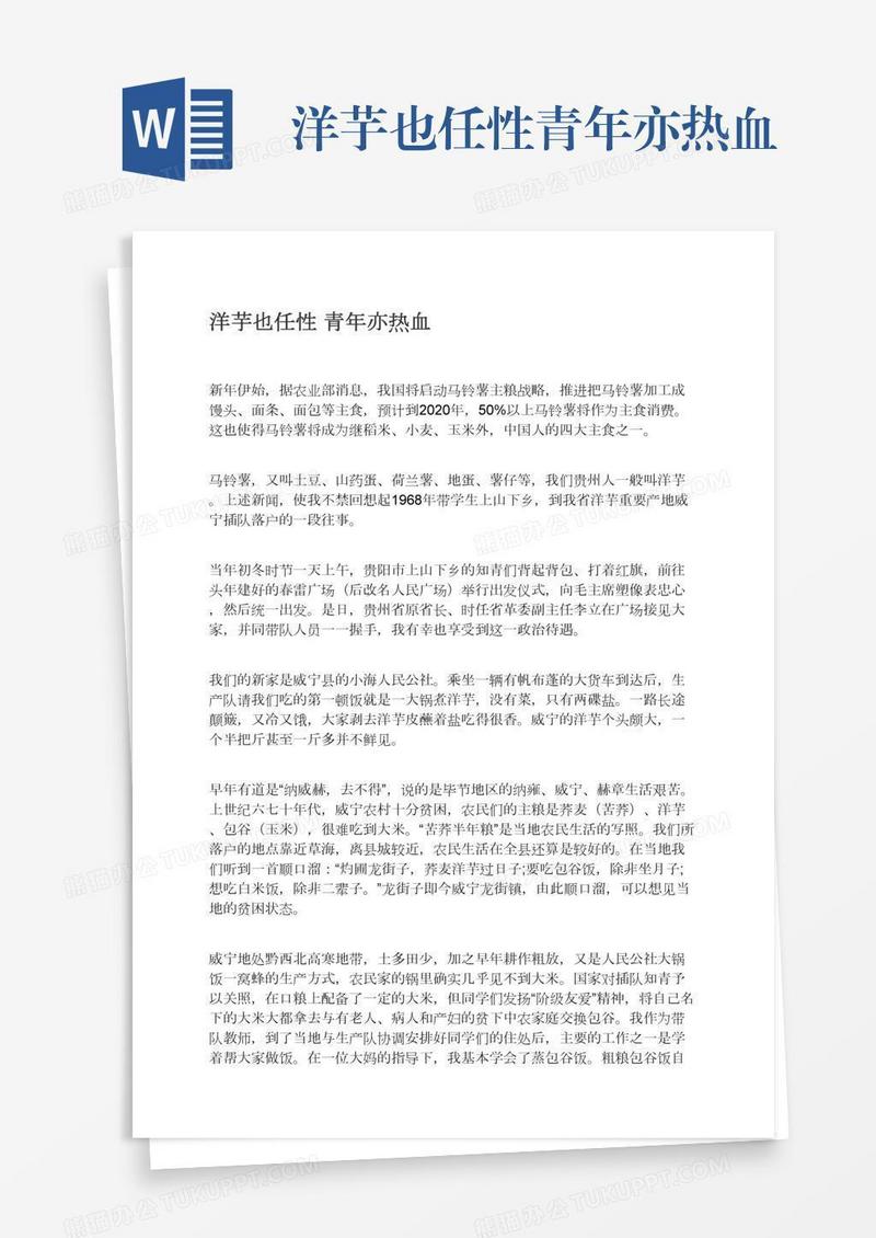 洋芋也任性青年亦热血