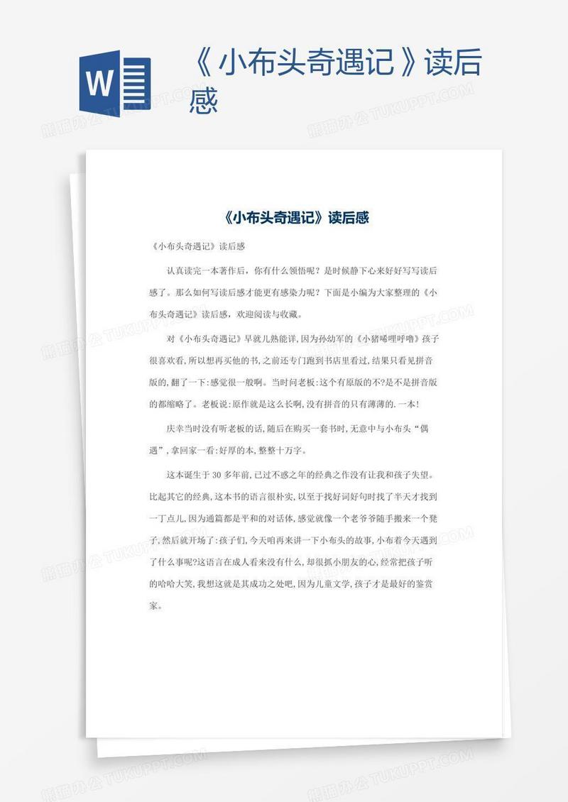 《小布头奇遇记》读后感