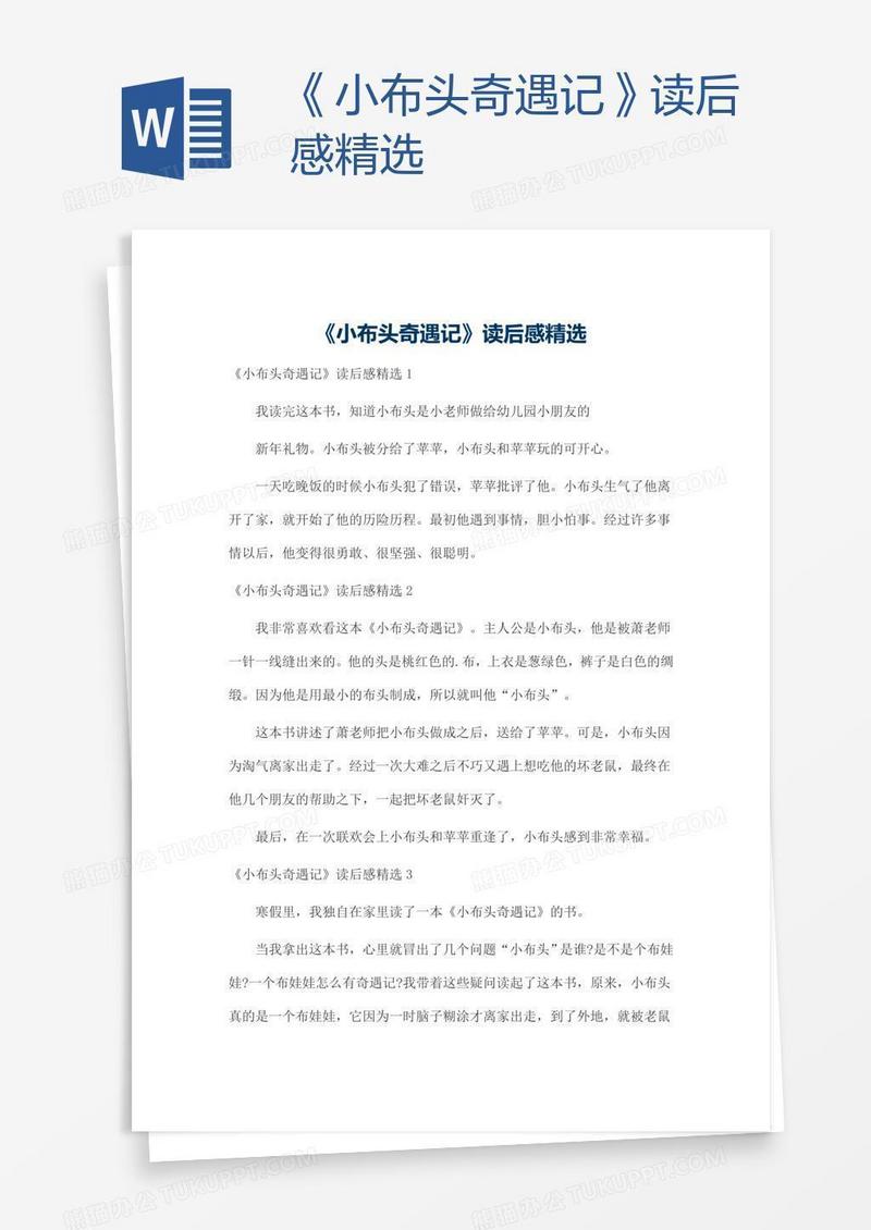 《小布头奇遇记》读后感精选