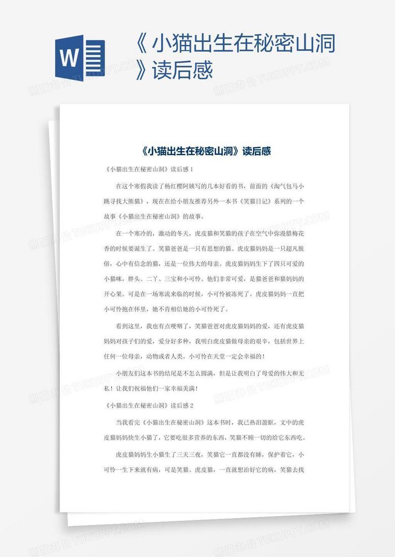 《小猫出生在秘密山洞》读后感