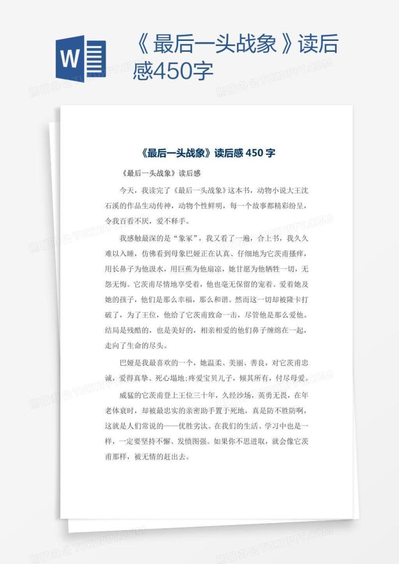 《最后一头战象》读后感450字