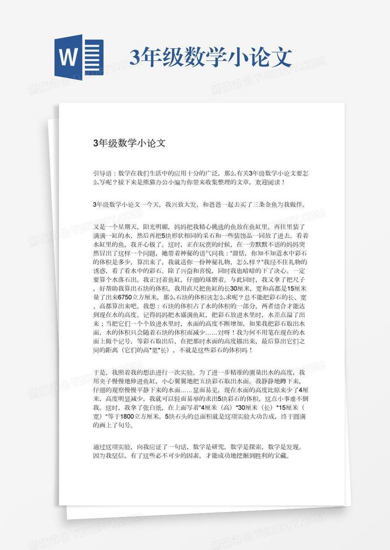 3年级数学小论文