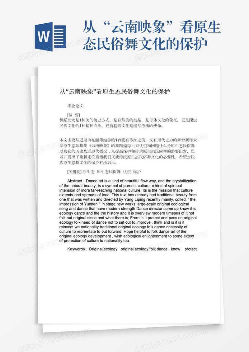 从“云南映象”看原生态民俗舞文化的保护