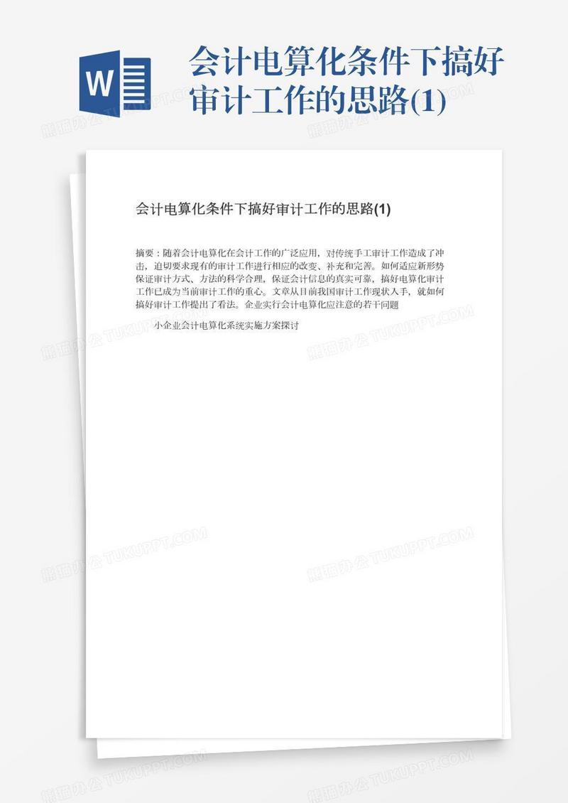 会计电算化条件下搞好审计工作的思路(1)