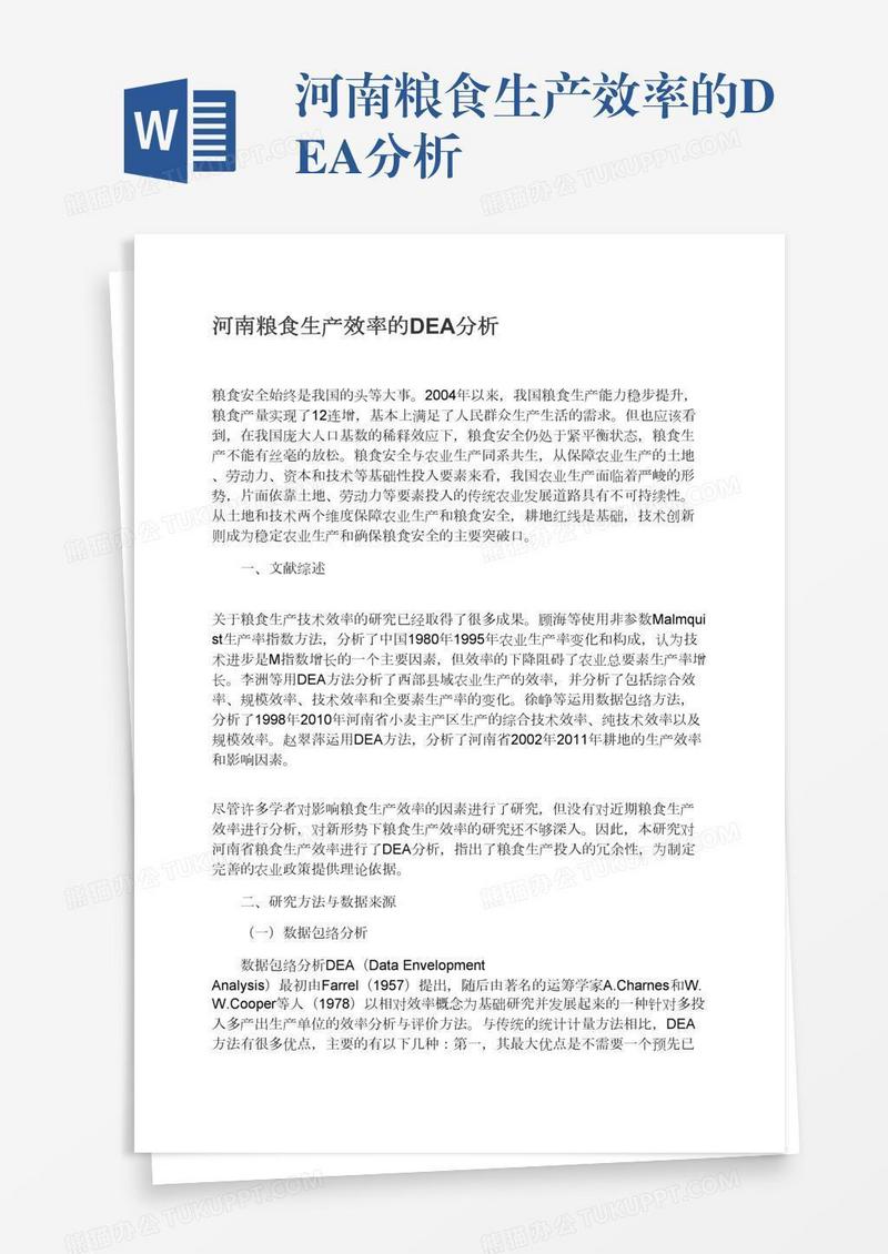 河南粮食生产效率的DEA分析