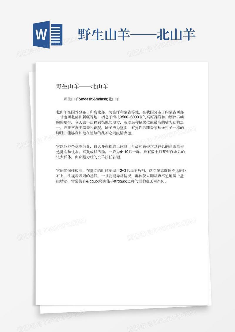 野生山羊——北山羊