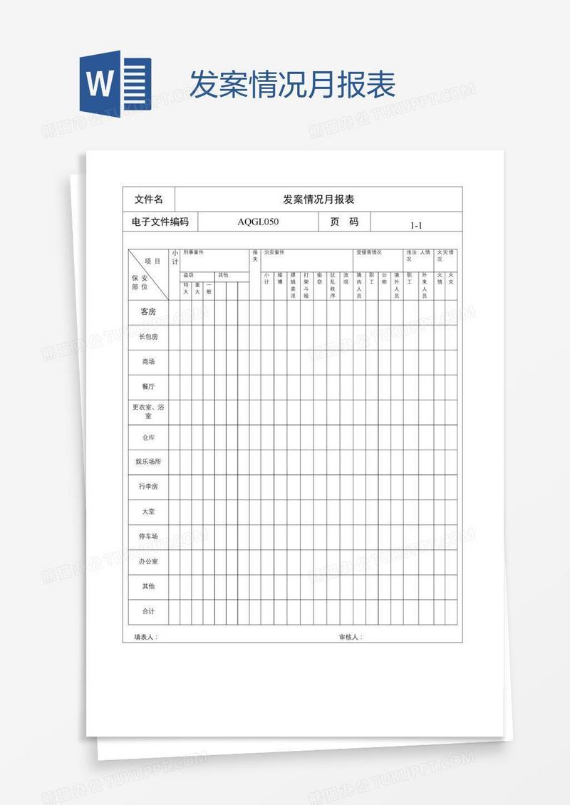 发案情况月报表