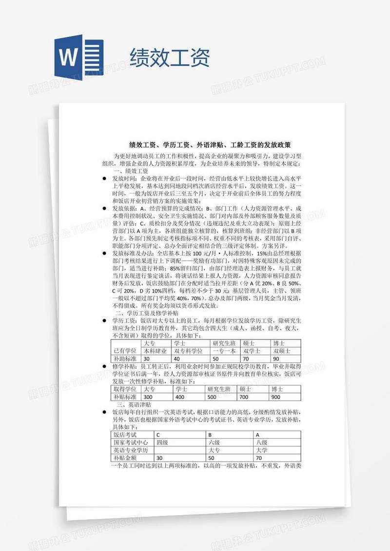 绩效工资