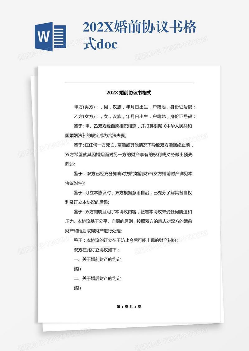 202X婚前协议书格式.docx