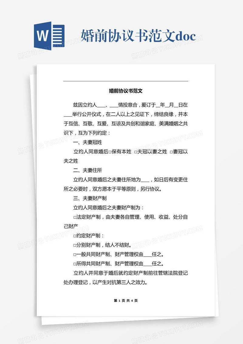 婚前协议书范文.docx