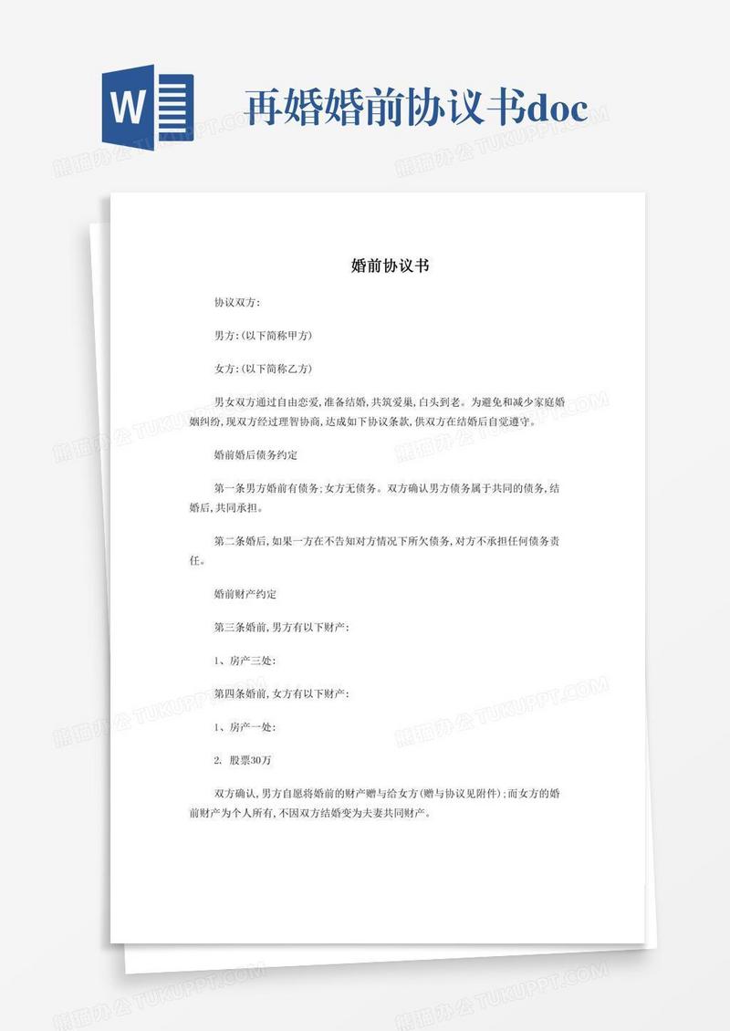 再婚婚前协议书.doc