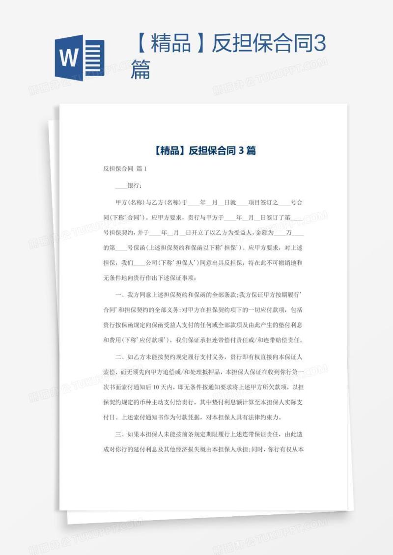 【精品】反担保合同3篇