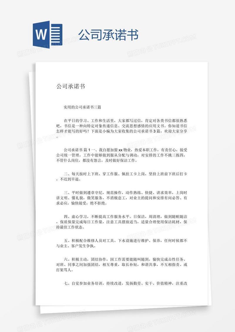 公司承诺书