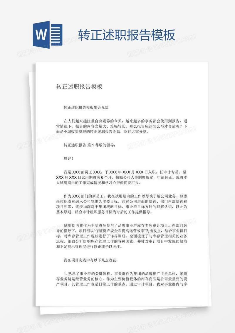 转正述职报告模板