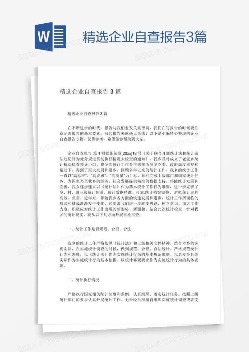 精选企业自查报告3篇