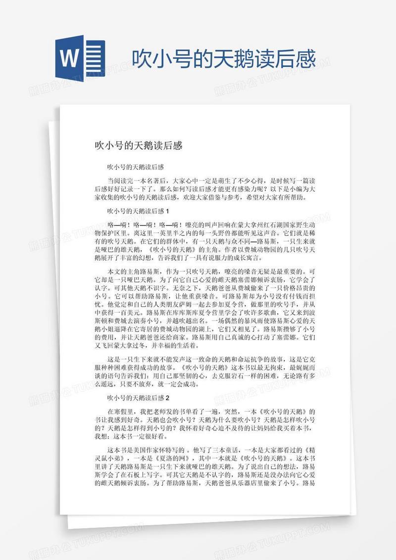 吹小号的天鹅读后感