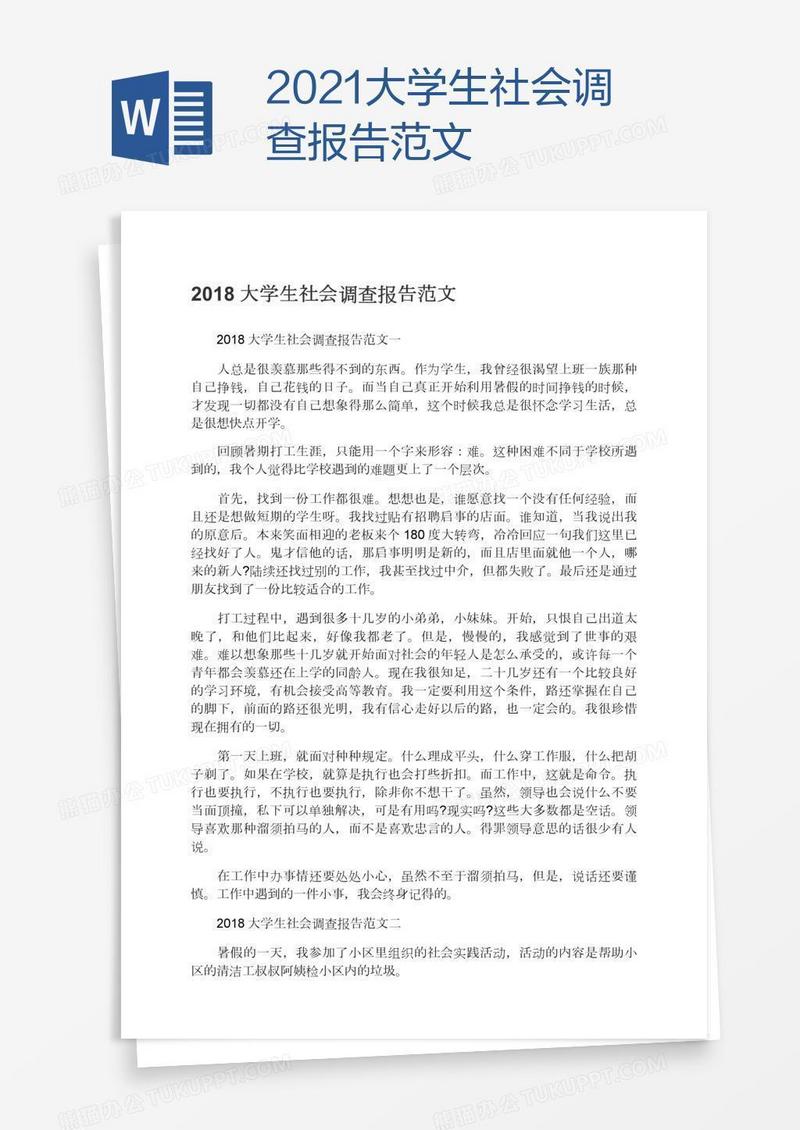 2021大学生社会调查报告范文