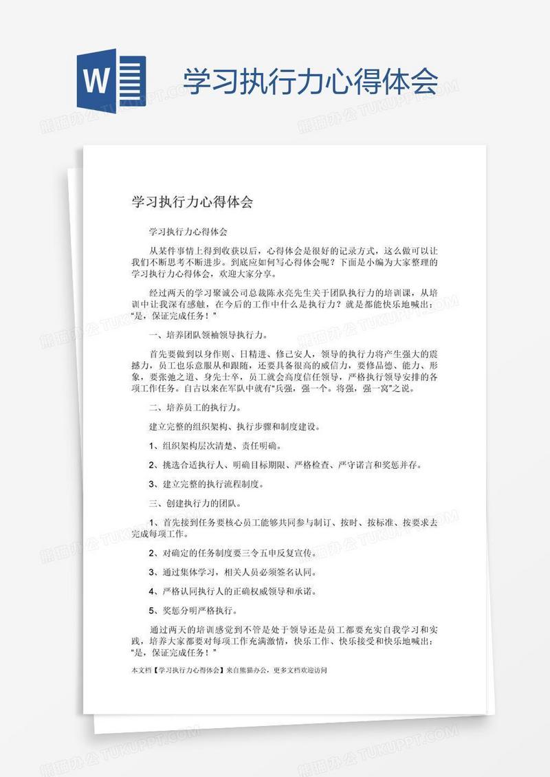 学习执行力心得体会