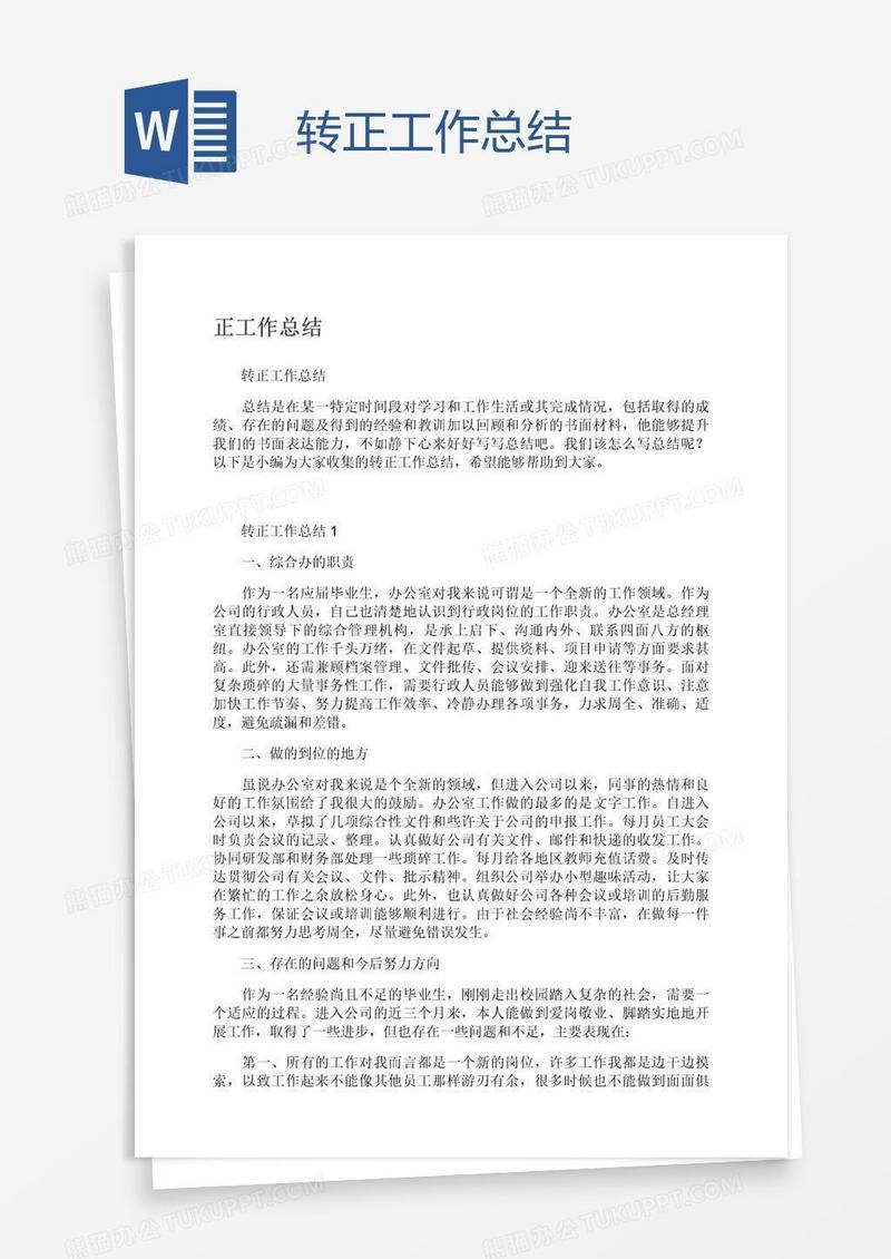 转正工作总结