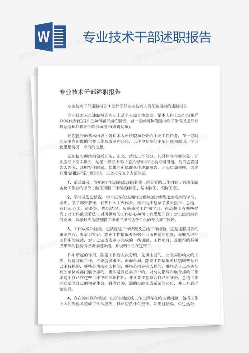 专业技术干部述职报告