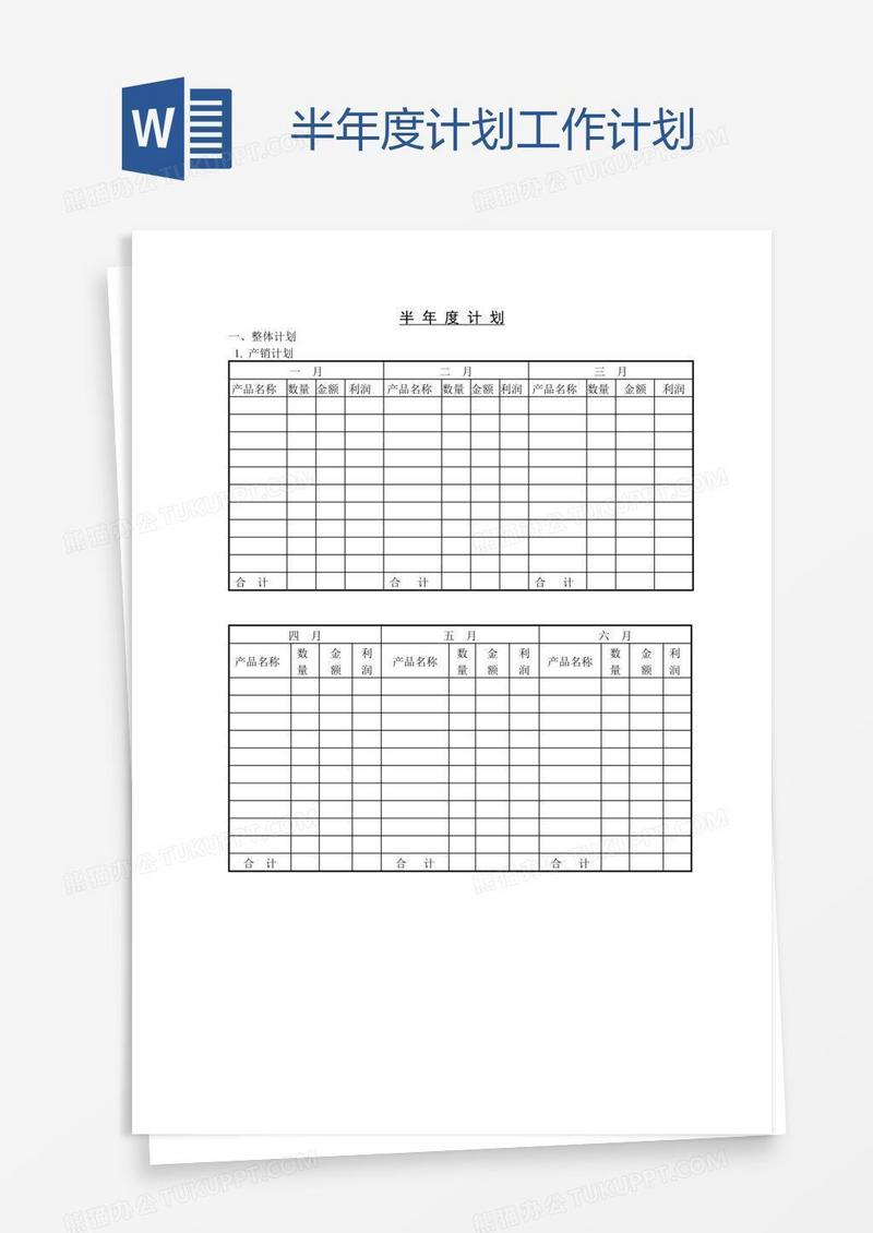 半年度计划工作计划