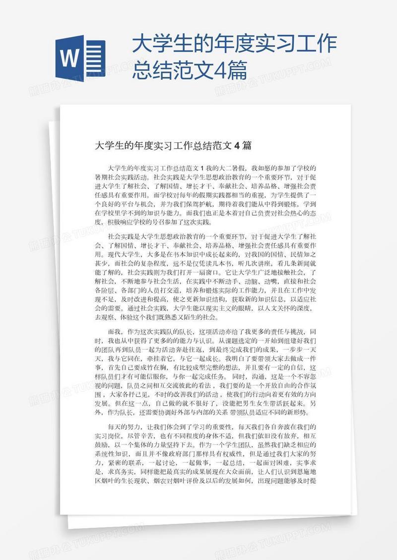 大学生的年度实习工作总结范文4篇