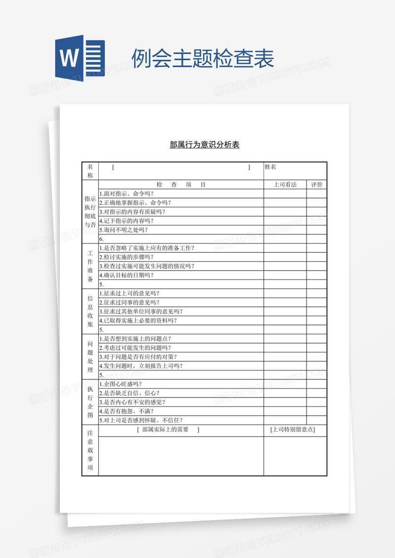 例会主题检查表