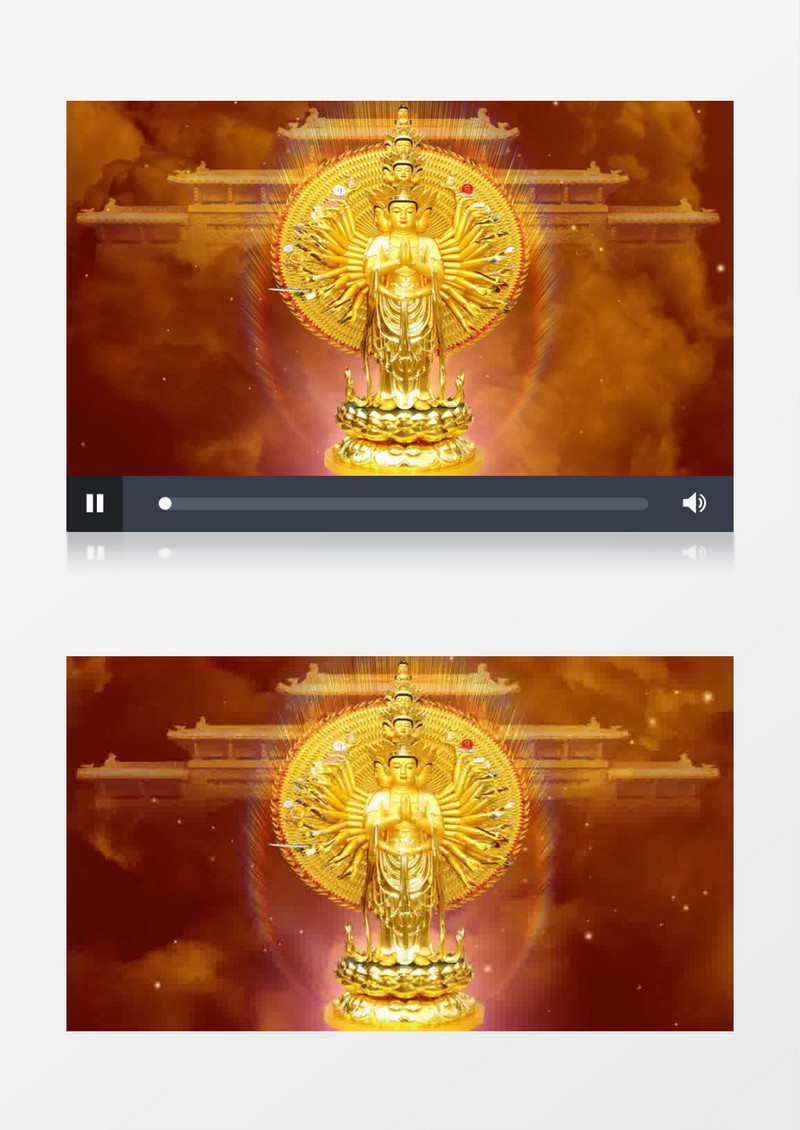 高清千手佛佛祖佛光流动滚动背景视频素材（有音乐）