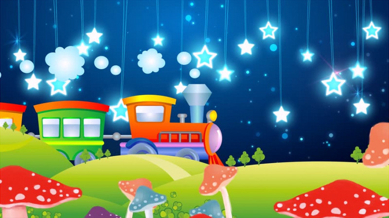 儿童节卡通火车星星背景视频有音乐