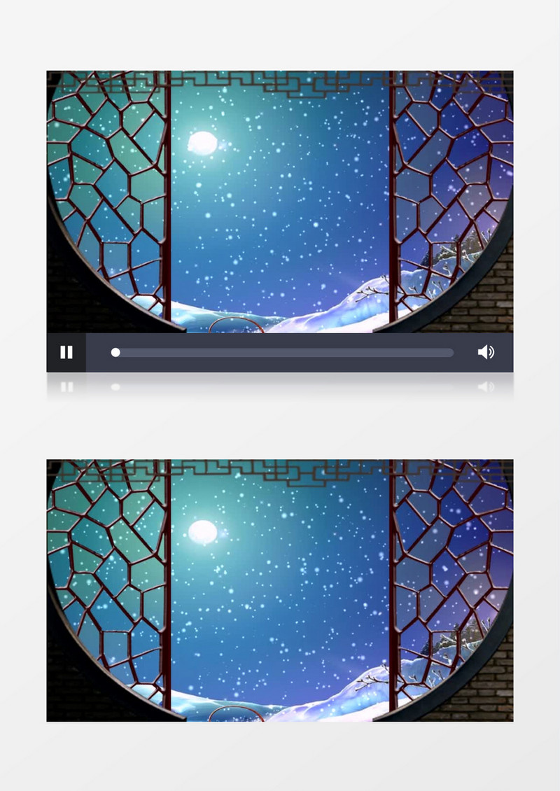 月光雪景古典戏曲背景视频（有音乐）