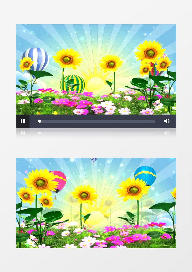 浪漫阳光唯美花海热气球背景视频(有音乐)