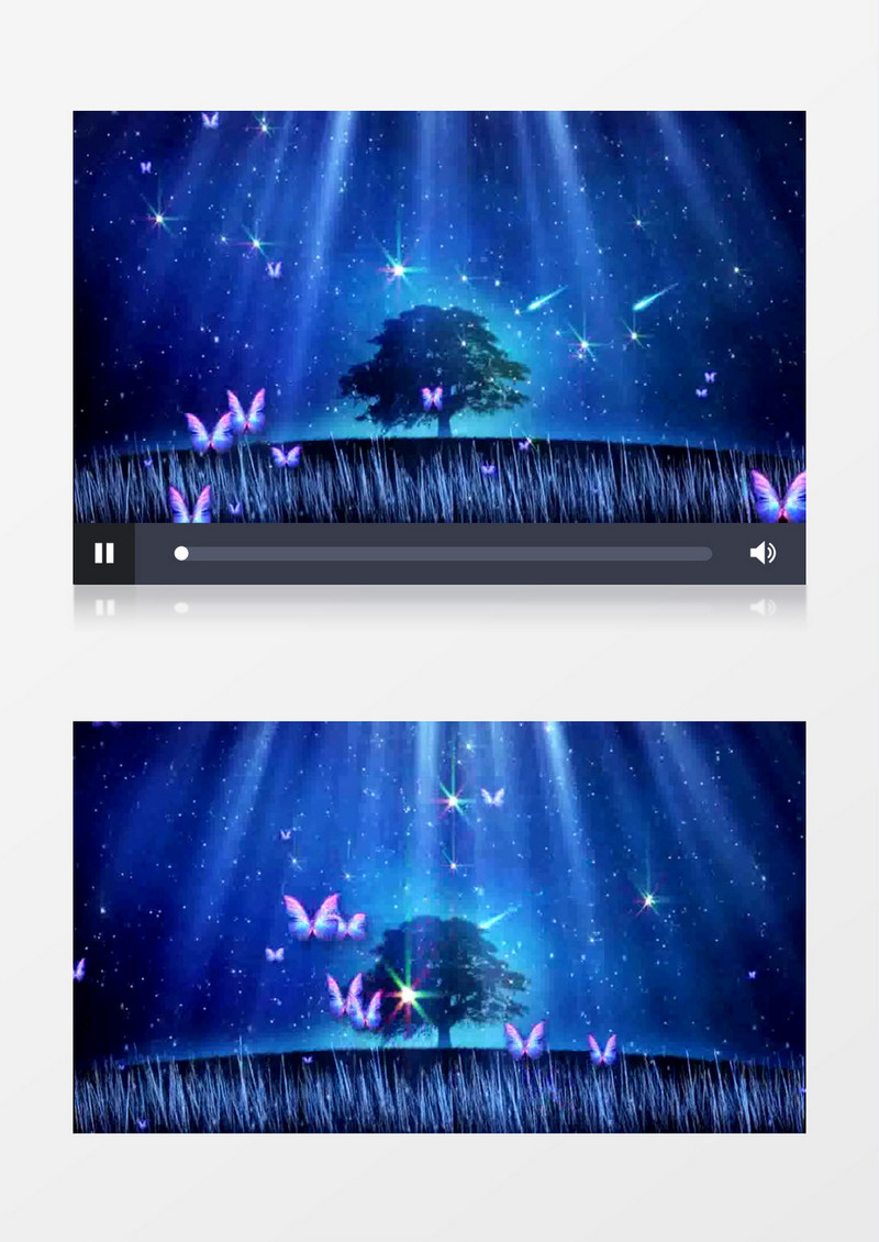 星河梦幻星空大树蝴蝶飞舞背景视频  有音乐   
