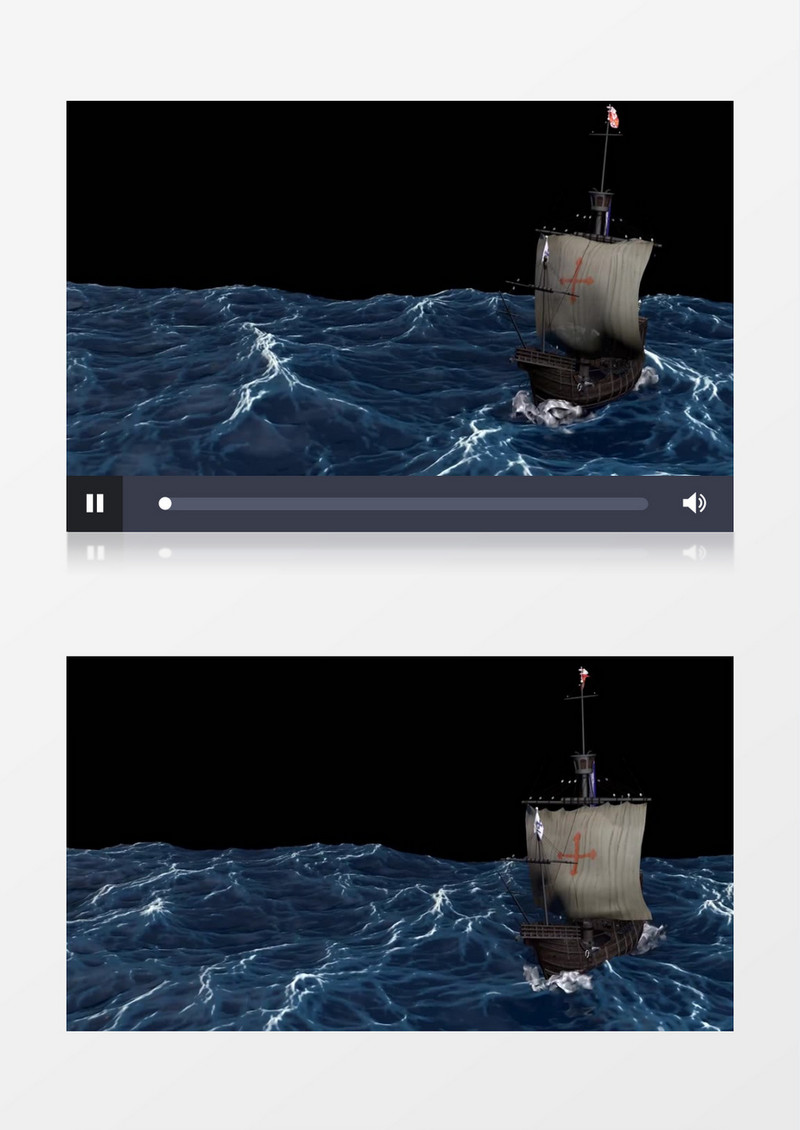 波涛汹涌海盗船背景视频（有音乐）