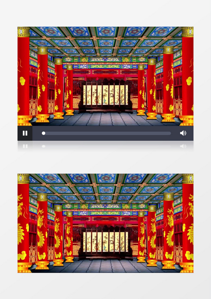 皇宫中式婚礼喜庆龙盘柱子背景视频（有音乐）