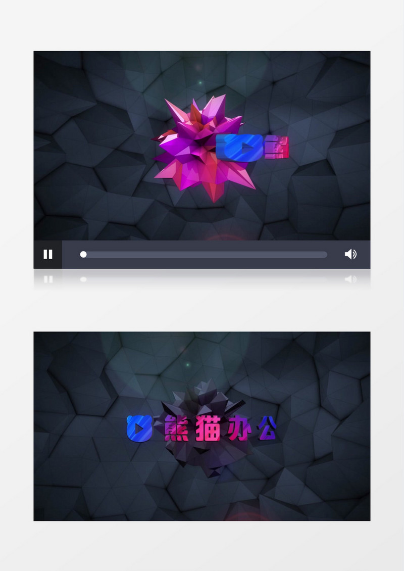 复古三角多边形故障效果标志展示AE模版