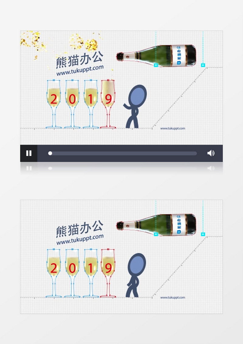 创意设计师钢笔工具绘图火柴人新年祝福视频模板