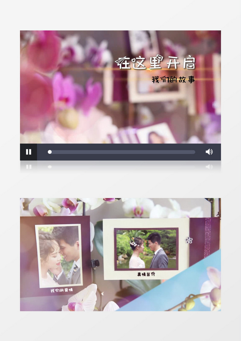 唯美花环绕婚庆相册展示AE视频模板