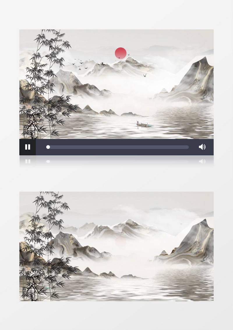 水墨中国风山水画背景AE模板