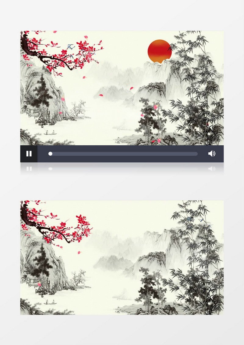 水墨画山水画中国风格背景模板ae模板