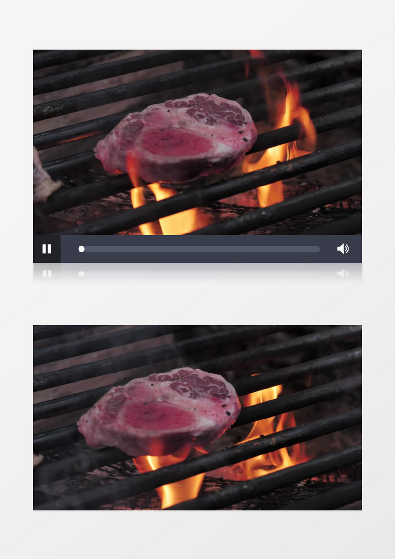 烤肉架上的牛排实拍视频素材