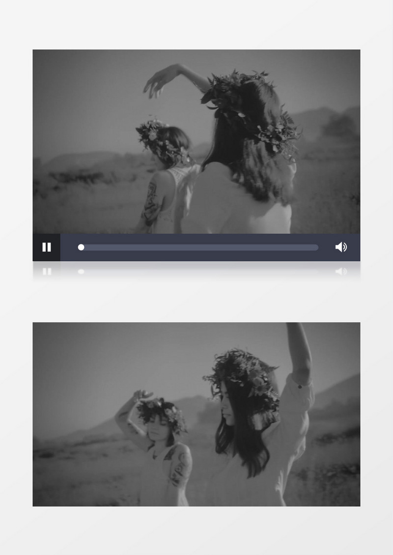 两个带花环的女孩在翩翩起舞实拍视频素材