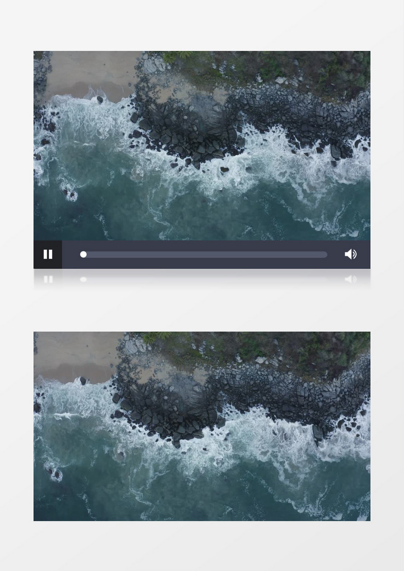 俯视航拍海岸边缘浪花风景实拍视频