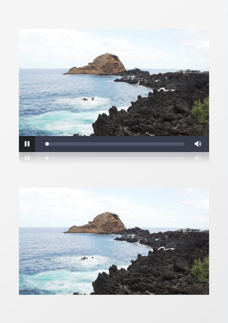 海滩火山岩海岸景色实拍视频