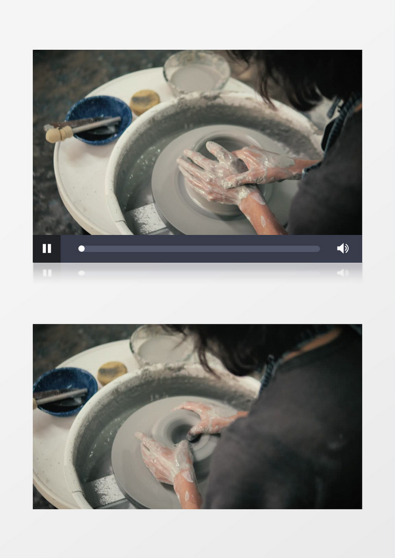 认真做陶艺的短发女孩实拍视频素材
