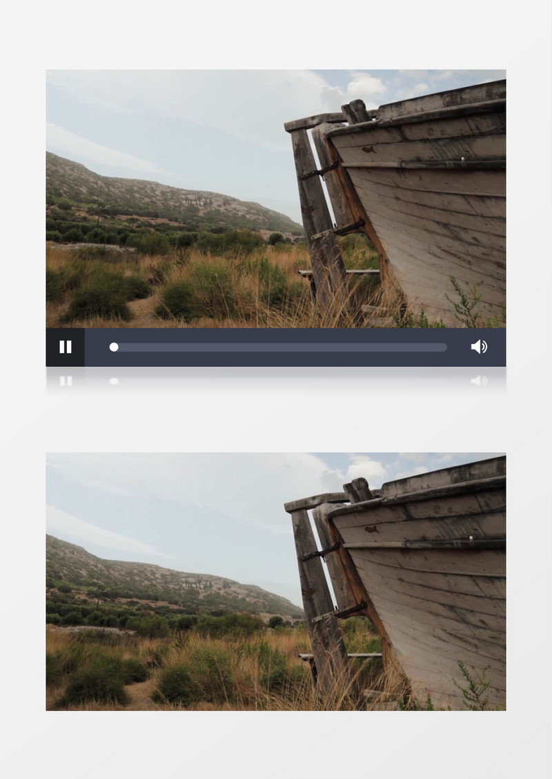 荒岛废弃木船自然景色视频