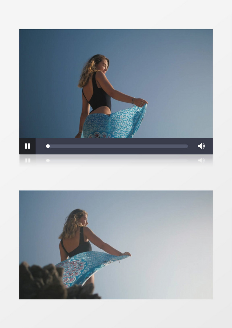 在海边沐浴阳光的女人实拍视频素材